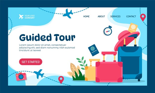 Página de inicio de visitas guiadas dibujadas a mano