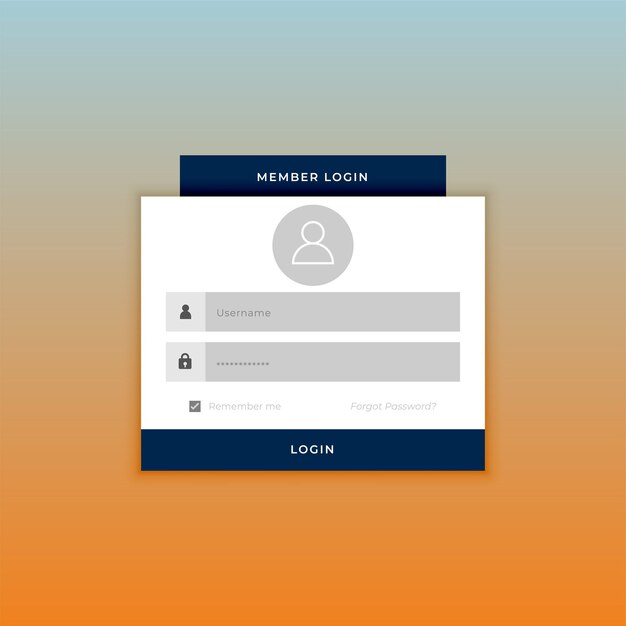 página de registro llamativa plantilla de pantalla acceso a la cuenta web