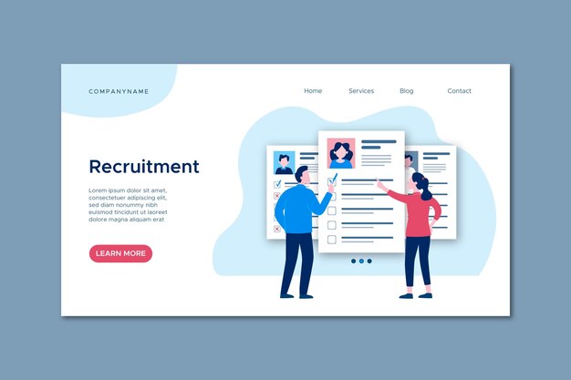 Página web de concepto de contratación con ilustraciones