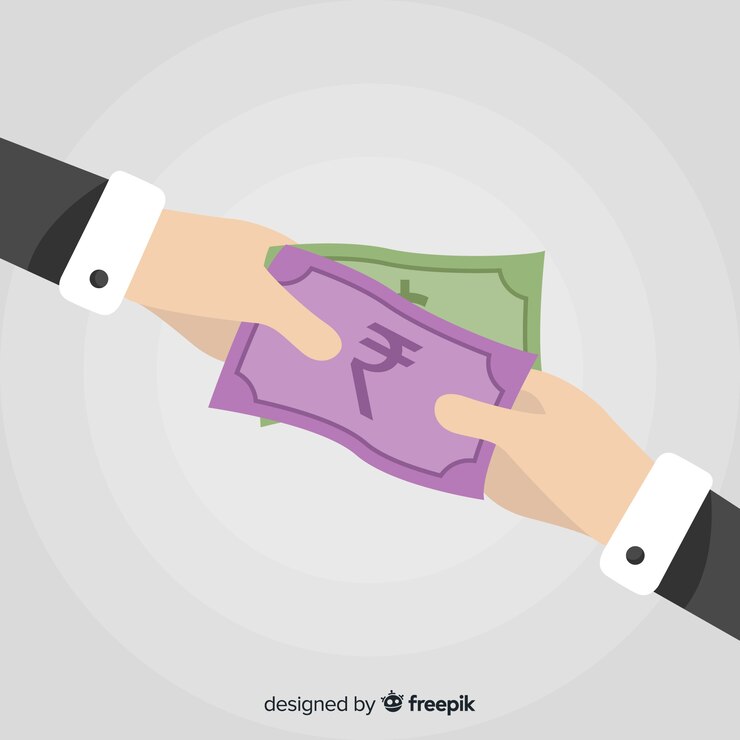 Vector gratuito pago con billetes de rupias indias
