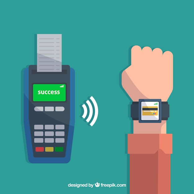 Vector gratuito pago contacless con smartwatch