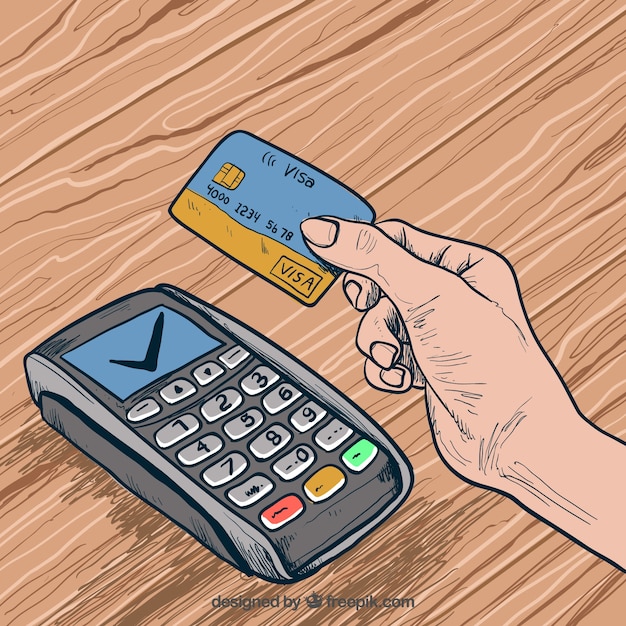 Vector gratuito pago contactless dibujado a mano