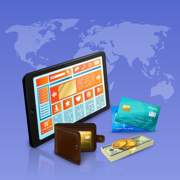 Ilustracion Del Pago En Linea Con Tarjeta De Credito Vector Gratis