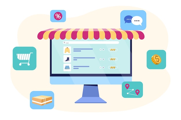 Pago de mercancías en tienda online por ordenador