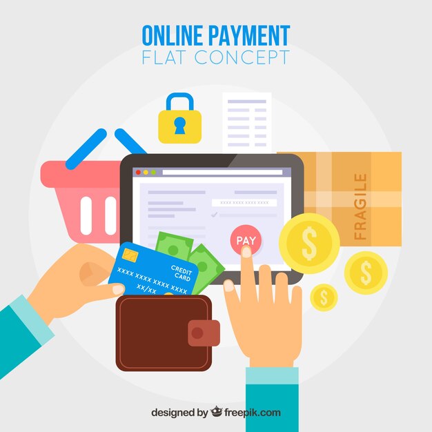 Pago online, elementos estilo flat