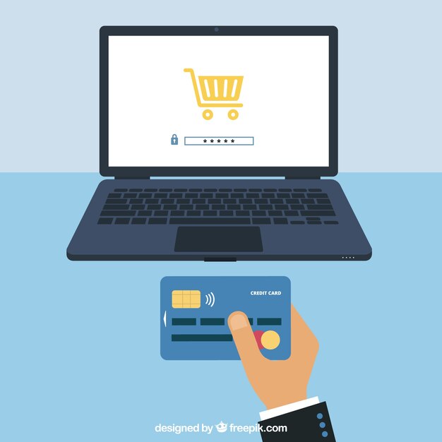 Pago online, tarjeta y ordenador