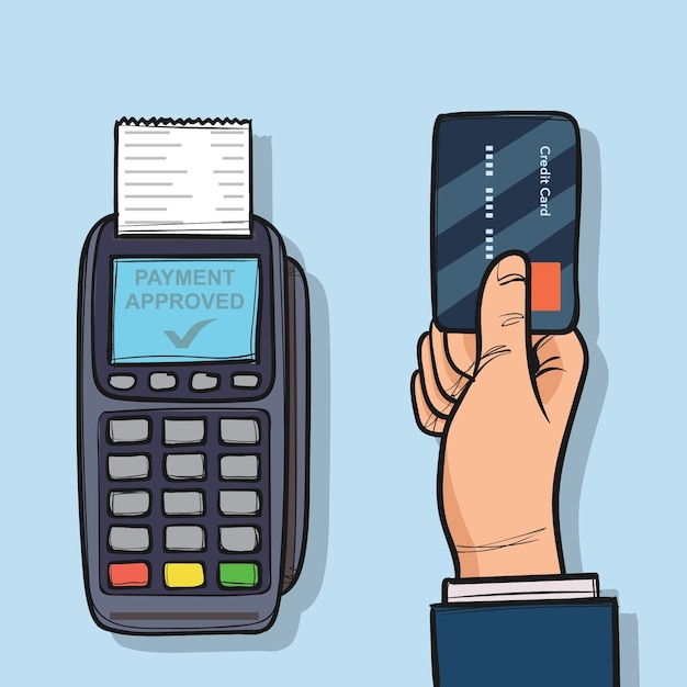 Pago con tarjeta de crédito dibujado a mano