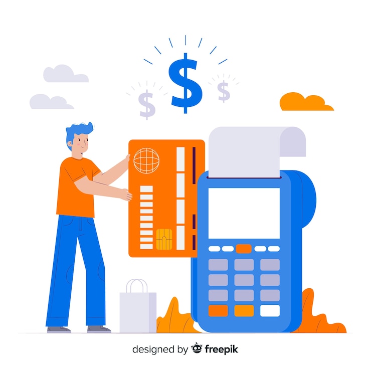 Vector gratuito pago con tarjeta de crédito de la página de inicio del concepto