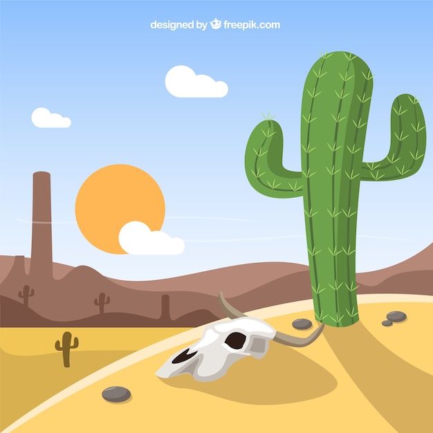 Paisaje árido del oeste con cactus 