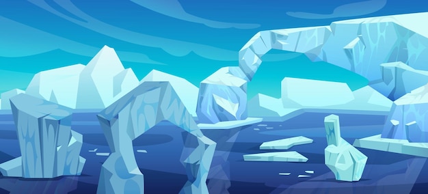 Paisaje ártico con iceberg en el océano o el mar