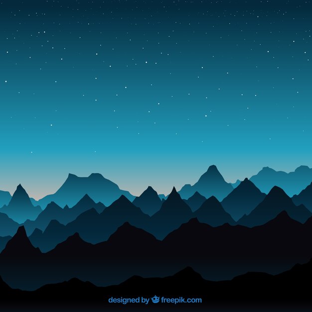 Paisaje azul con montañas