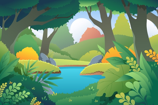 Vector gratuito paisaje de bosque degradado