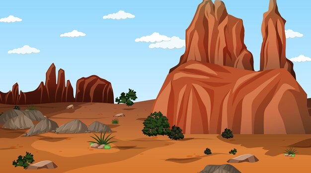 Paisaje de bosque desértico en la escena diurna.
