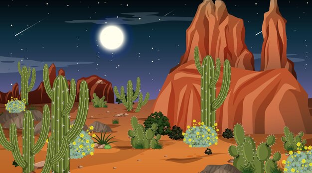 Paisaje de bosque desértico en la escena nocturna