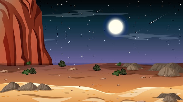 Paisaje de bosque desértico en la escena nocturna