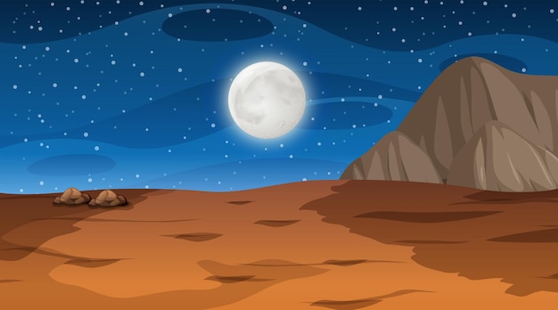 Vector gratuito paisaje de bosque desértico en la escena nocturna