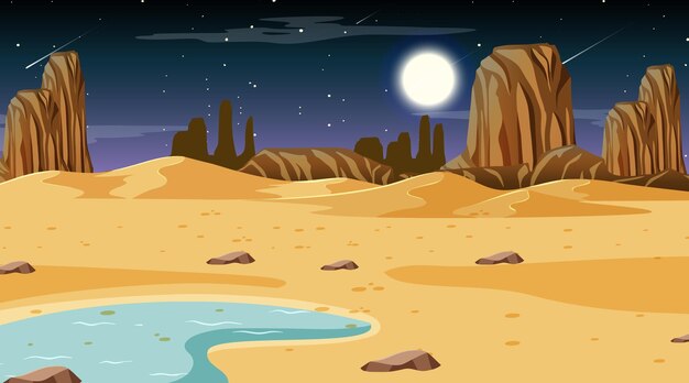 Paisaje de bosque desértico en la escena nocturna