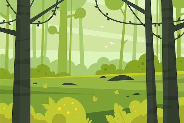 Paisaje de bosque de diseño plano