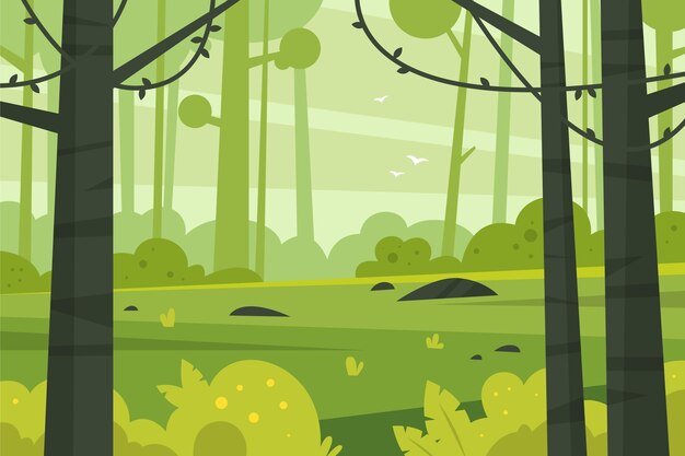 Paisaje de bosque de diseño plano