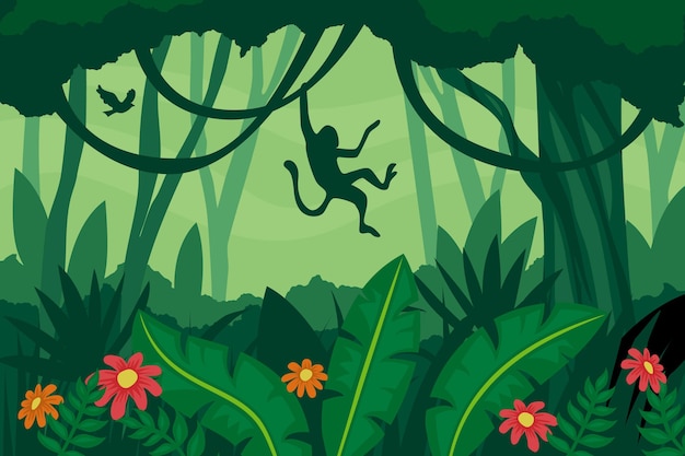 Paisaje de bosque de diseño plano