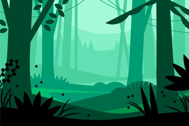 Paisaje de bosque de diseño plano
