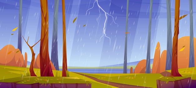 Paisaje de bosque con tormenta