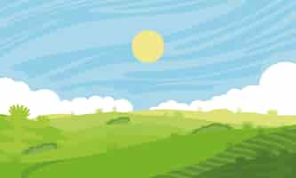 Vector gratuito paisaje campo y cielo