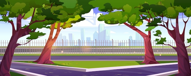 Vector gratuito paisaje de la ciudad de verano nadie en la escena del parque de la ciudad