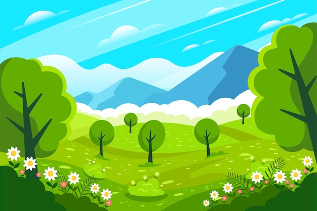 Paisaje creativo de primavera plana