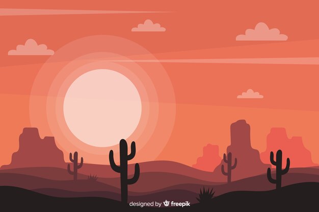 Paisaje desértico con cactus y sol