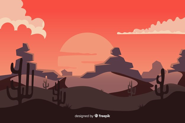 Paisaje desértico con gran sol