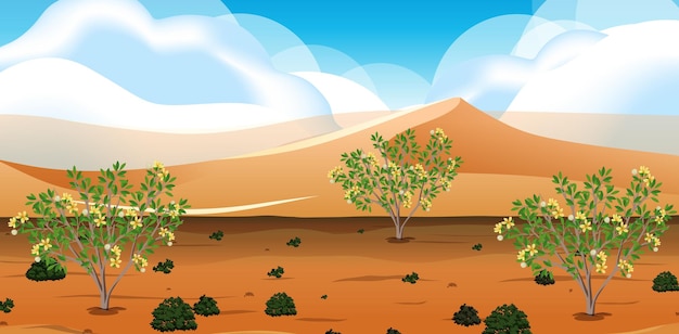 Vector gratuito paisaje desértico salvaje en la escena diurna.