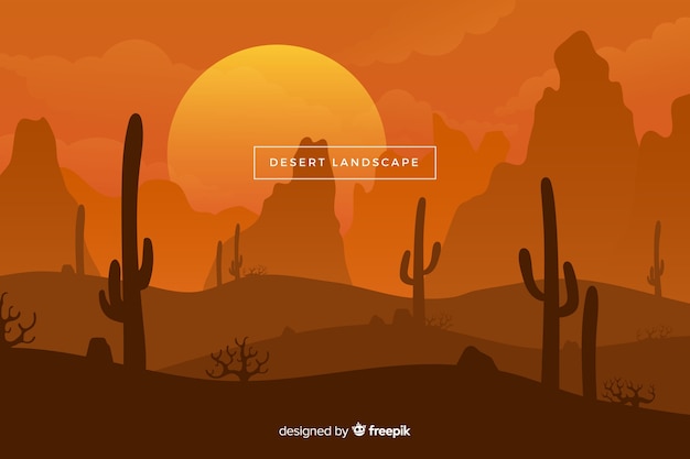 Paisaje desértico con sol y cactus
