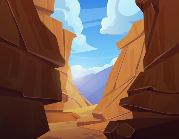 Paisaje desértico con vector de dibujos animados de roca de cañón
