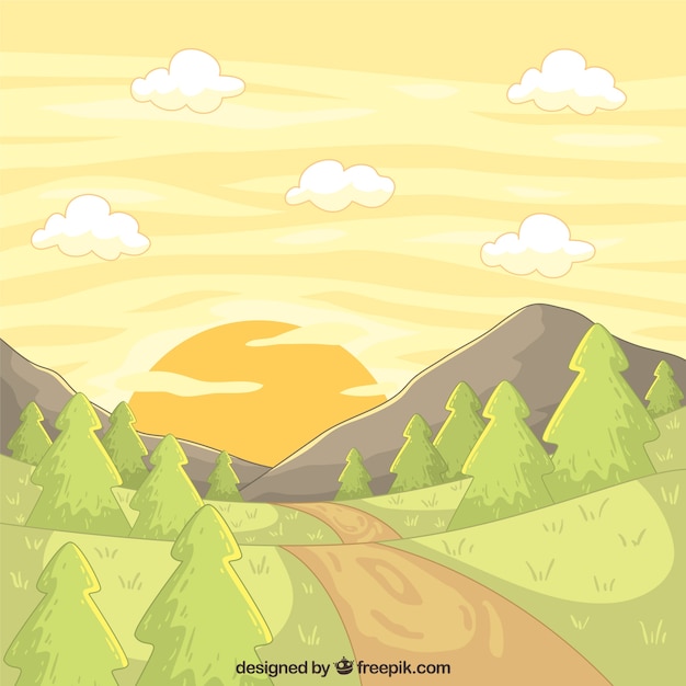 Vector gratuito paisaje dibujado a mano