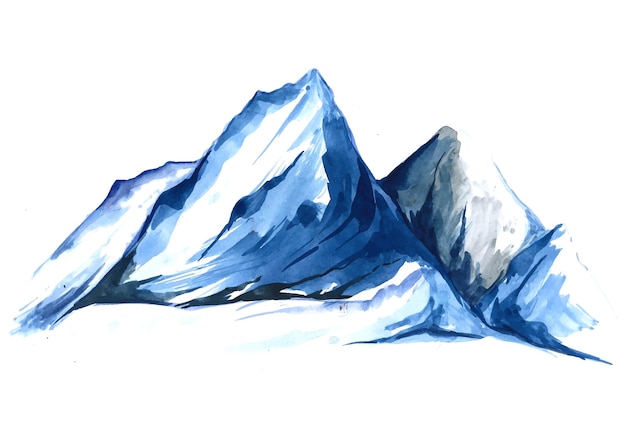 Vector gratuito paisaje de dibujo a mano moderno con diseño de acuarela de montaña azul