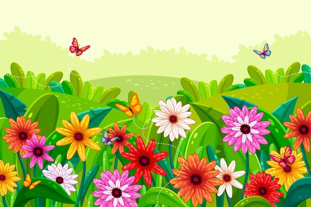 Paisaje de diseño de manantial plano