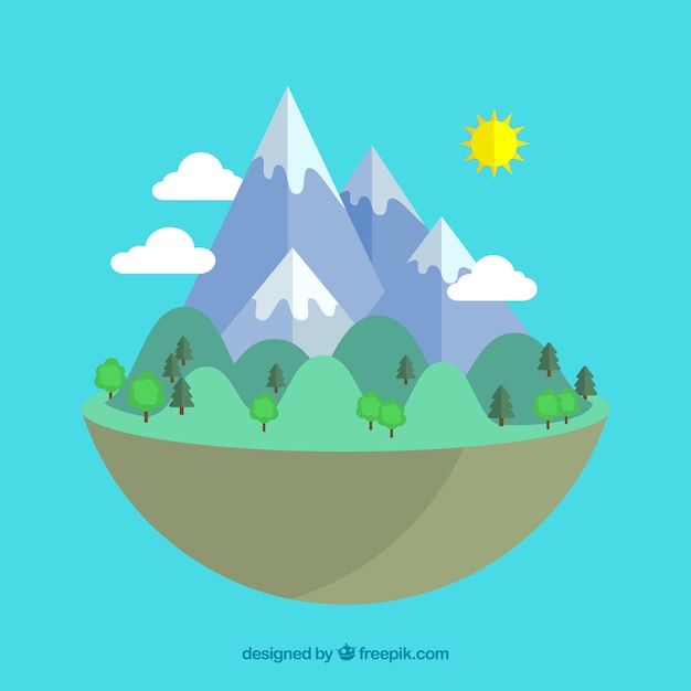 Vector gratuito paisaje flotante plano