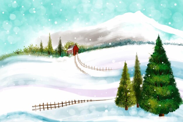 Paisaje para el fondo de la tarjeta de navidad de vacaciones de invierno y año nuevo