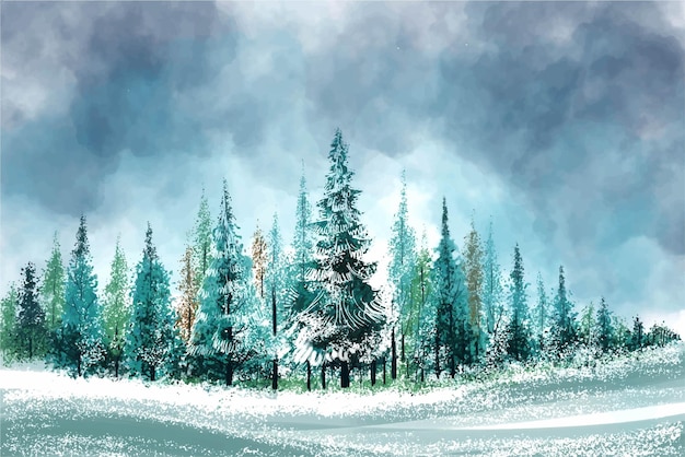 Paisaje para el fondo de la tarjeta de navidad de vacaciones de invierno y año nuevo