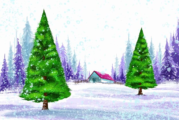 Paisaje para el fondo de la tarjeta de navidad de vacaciones de invierno y año nuevo