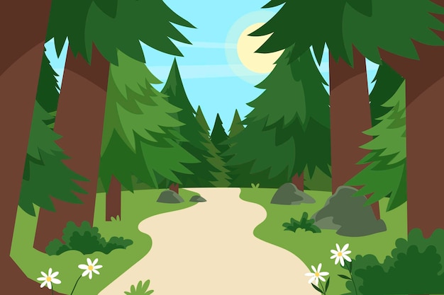 Vector gratuito paisaje forestal dibujado a mano