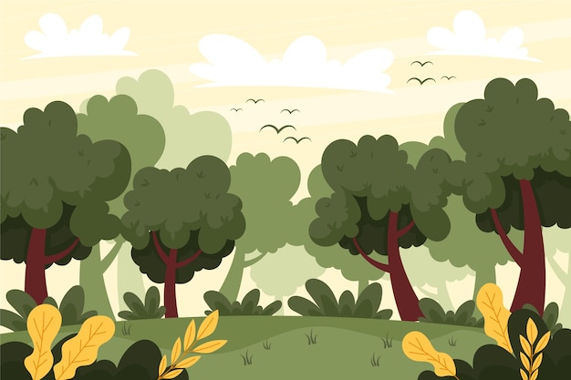 Vector gratuito paisaje forestal dibujado a mano