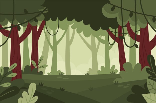 Paisaje forestal dibujado a mano