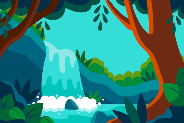 Paisaje forestal dibujado a mano
