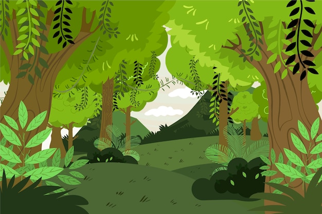 Vector gratuito paisaje forestal dibujado a mano