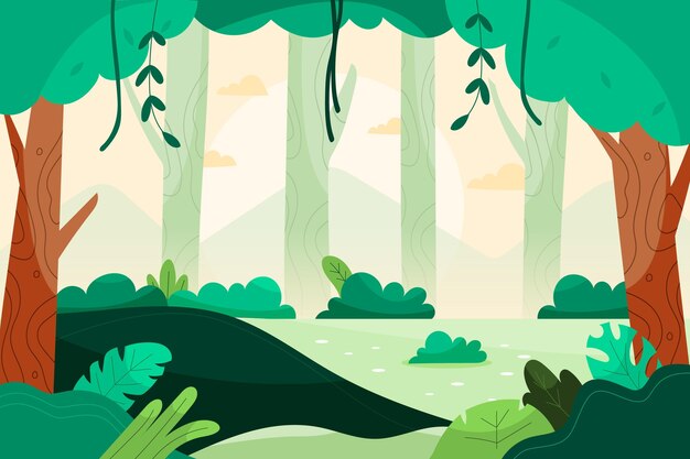 Paisaje forestal de diseño plano dibujado a mano