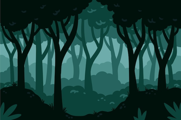 Vector gratuito paisaje forestal de diseño plano dibujado a mano