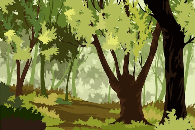 Vector gratuito paisaje forestal realista