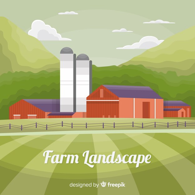 Paisaje de granja dibujado a mano